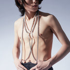 Horseshoe Letter Pearl Body Chain | 3-in-1 Convertible Necklace Belt Harness