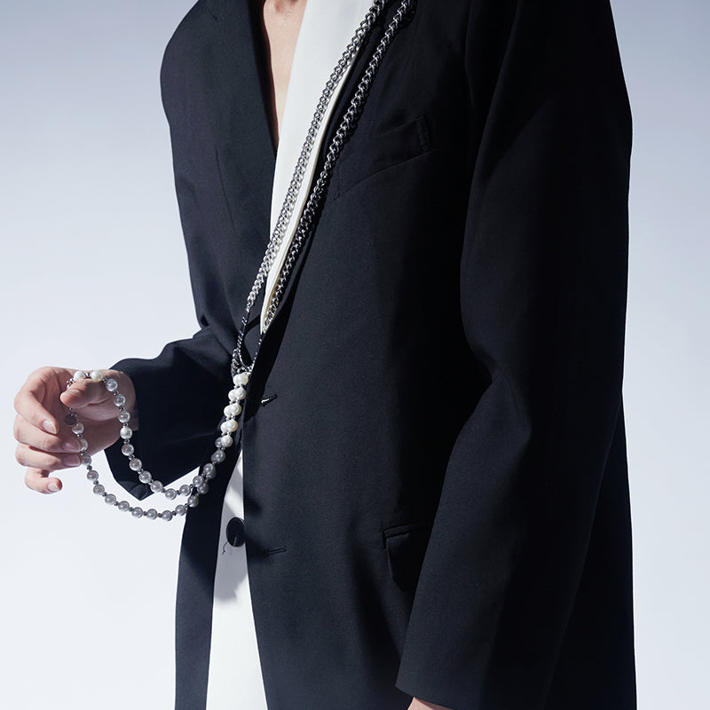 Horseshoe Letter Pearl Body Chain | 3-in-1 Convertible Necklace Belt Harness