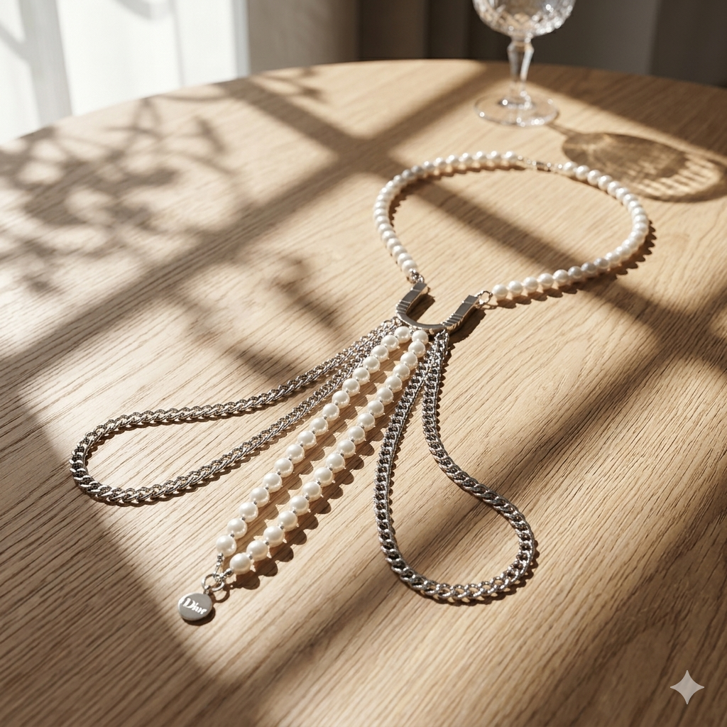 Horseshoe Letter Pearl Body Chain | 3-in-1 Convertible Necklace Belt Harness