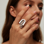 Flowing Tassel Pearl Chain Ring | Faux Pearl Draped Metal Ring for Women