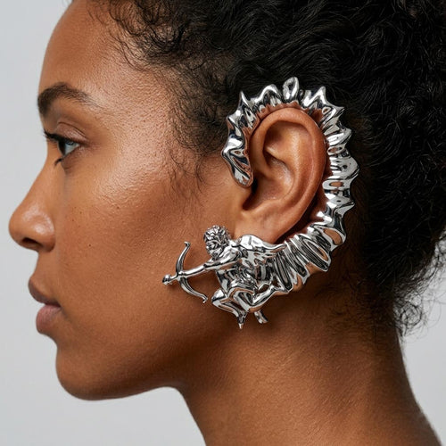 Cupid Archer Ear Cuff | Bold Fairy Wing Metal Earring for Women