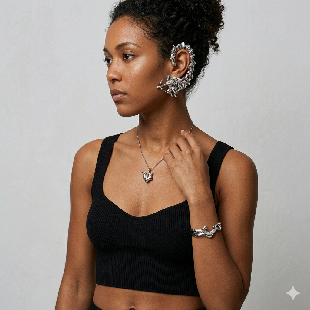 Cupid Archer Ear Cuff | Bold Fairy Wing Metal Earring for Women