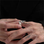 Alien Cross Ring | Cyberpunk Open Irregular Band, Unisex Statement Jewelry