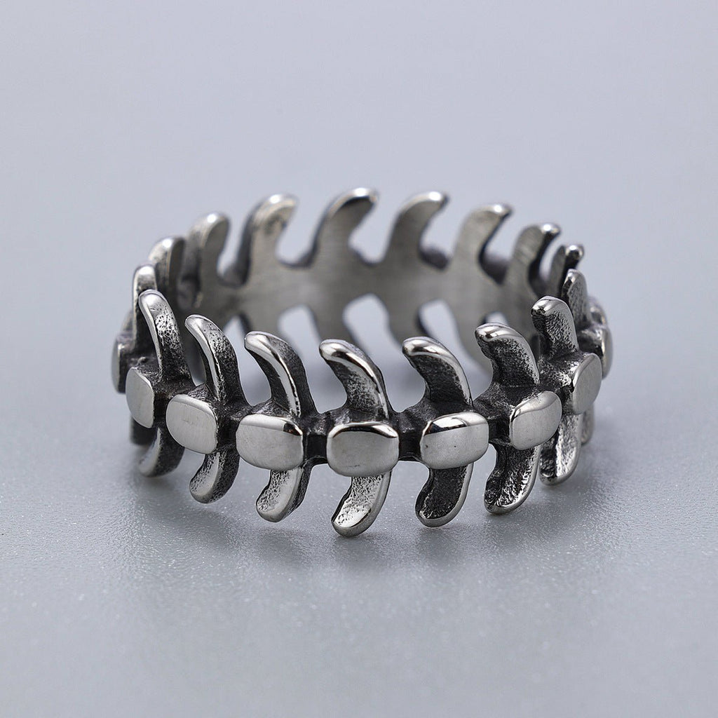 Dragon Bone Ridge Ring | Titanium Steel Retro Hip Hop Band for Unisex - VEX