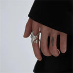 Alien Cross Ring | Cyberpunk Open Irregular Band, Unisex Statement Jewelry