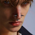No-Piercing Punk Nose Ring | Dark Gothic Clip-On Nose Cuff in Plated Metal