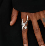 Alien Cross Ring | Cyberpunk Open Irregular Band, Unisex Statement Jewelry