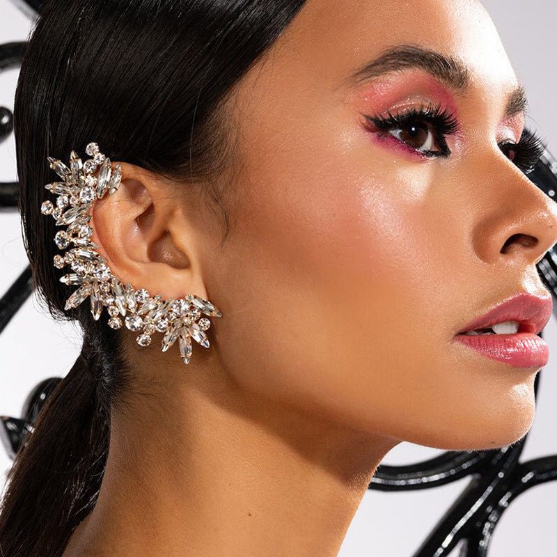 Crystal Clip On Earrings | Rhinestone Sparkle Luxury Ear Cuff for Women - VEX Jewelry