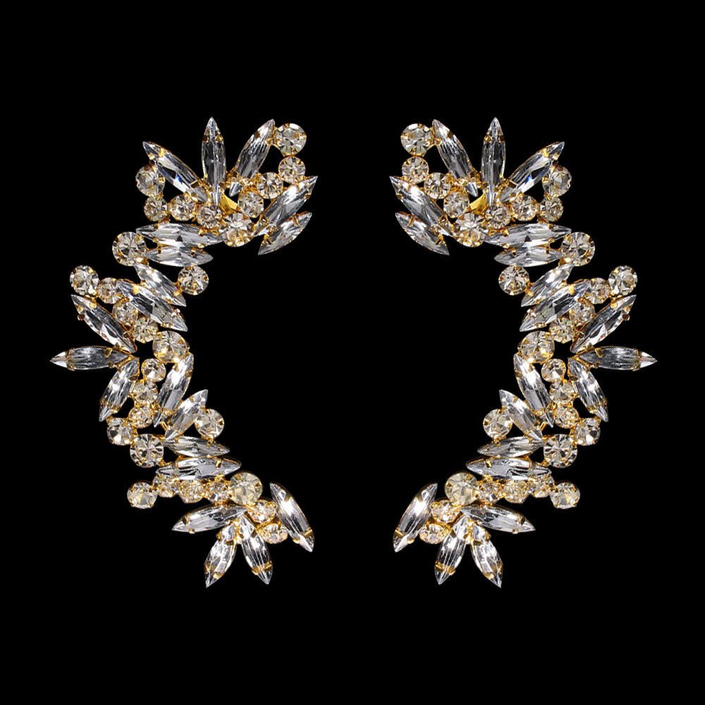 Crystal Clip On Earrings | Rhinestone Sparkle Luxury Ear Cuff for Women - VEX Jewelry