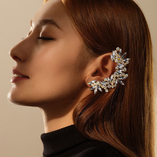 Crystal Clip On Earrings | Rhinestone Sparkle Luxury Ear Cuff for Women - VEX Jewelry