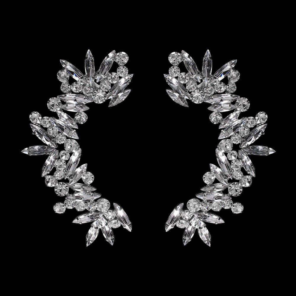 Crystal Clip On Earrings | Rhinestone Sparkle Luxury Ear Cuff for Women - VEX Jewelry
